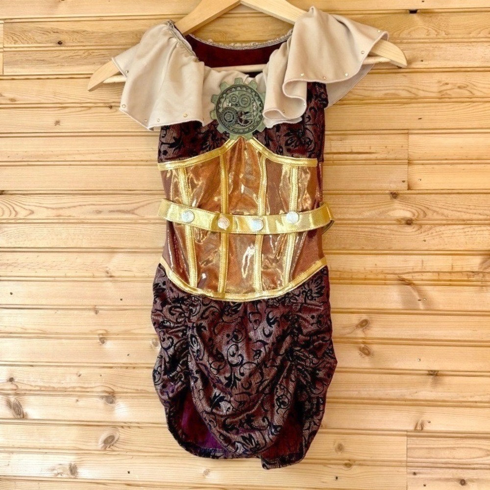 Algy Steampunk Halloween Costume Dance Leotard Brown Gold Explorer Kids Large